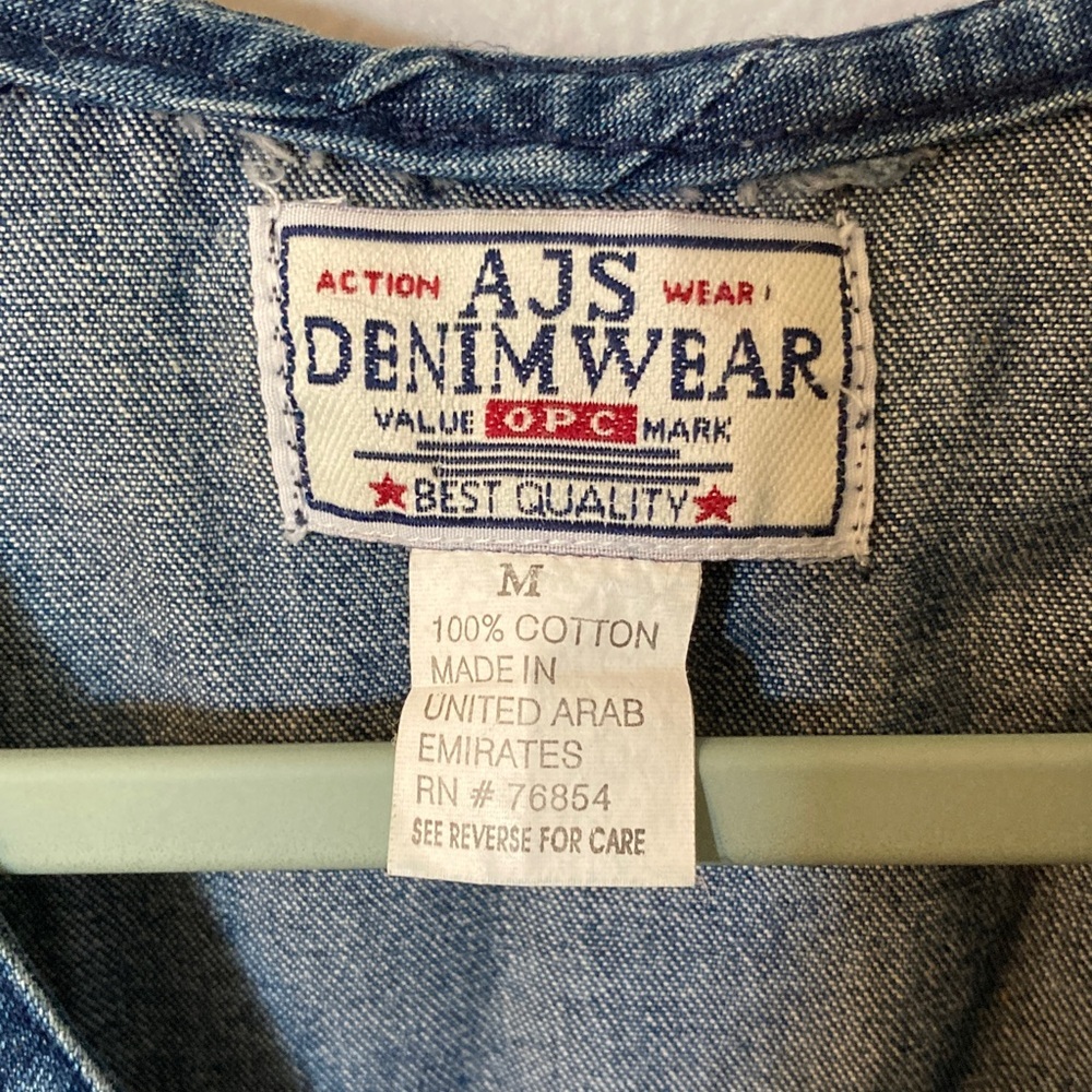 AJS Denim Sleeveless Vest with Floral Embroidery Vintage Women’s Sz M - Picture 2 of 5